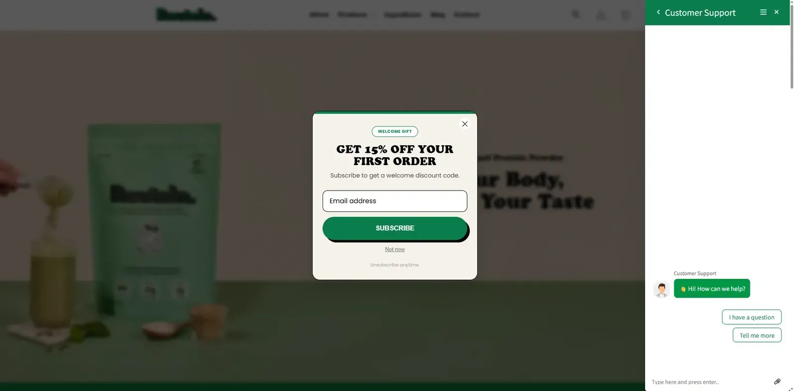 Routein homepage product section